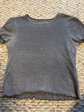 American Eagle Charcoal Gray Waffle Knit Tee